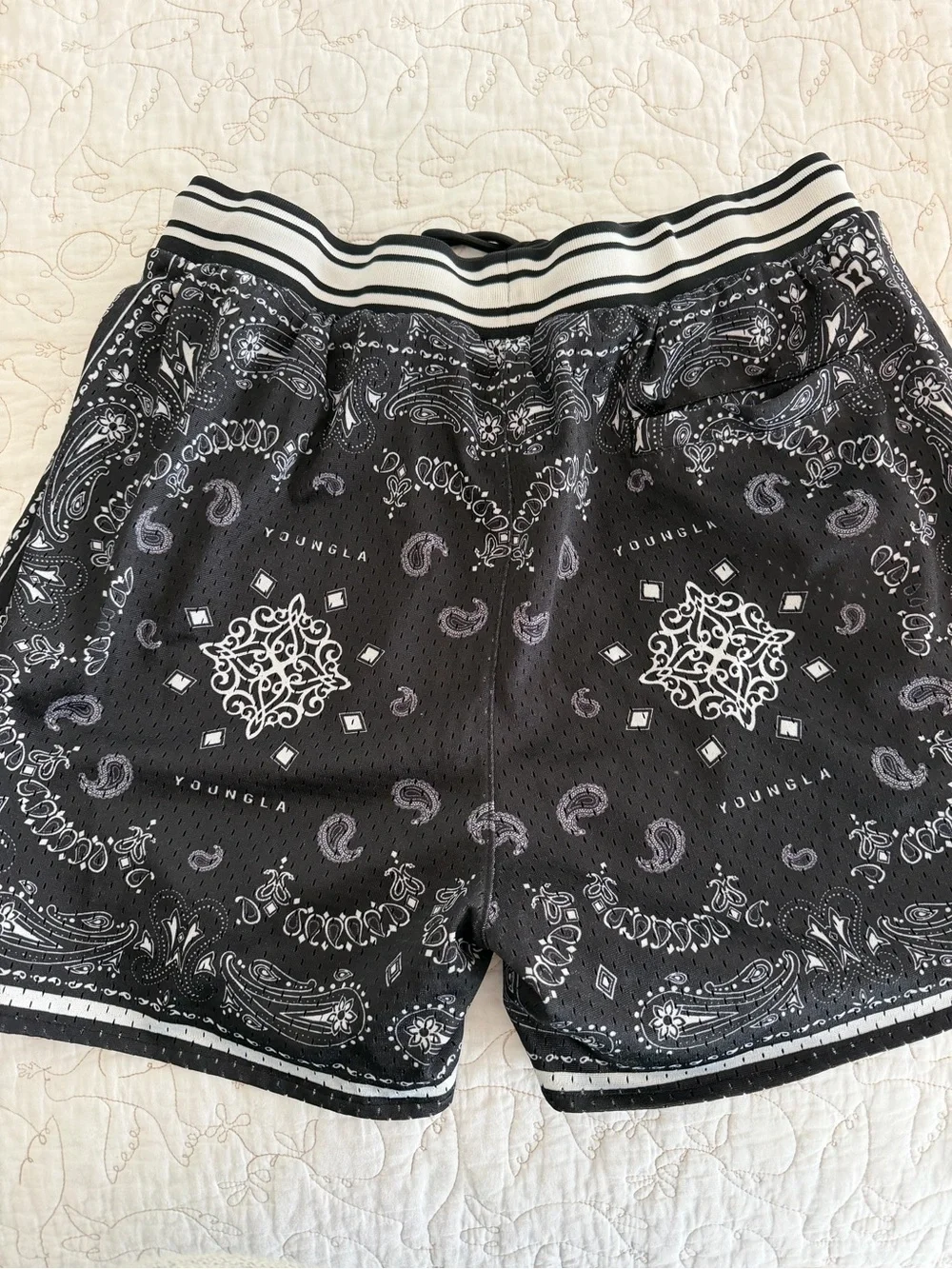 YoungLA Bandana Print Shorts - Black & Blue - Picture 3 of 5